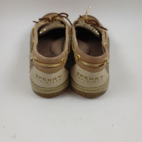 Sperry Top-Sider Angelfish Gold Glitter Boat Leather Shoe Size 7.5 M 9101759 - Picture 4 of 8